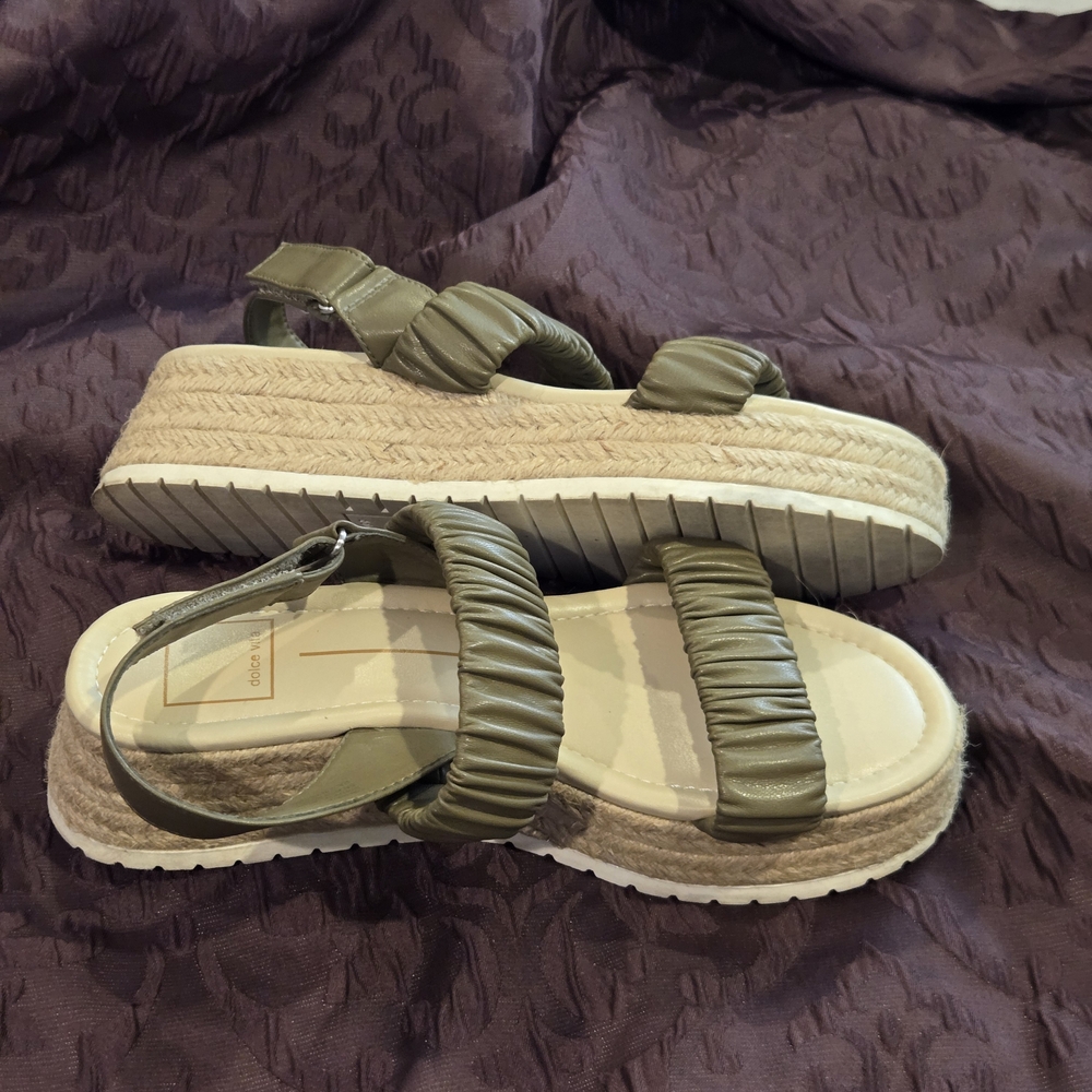 Dolce Vita Women's MIZZA Green Platform Sandals Shoes 7.5M